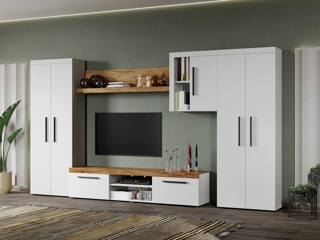 Set Mobila Living Bliss Alb/Stejar Auriu C02