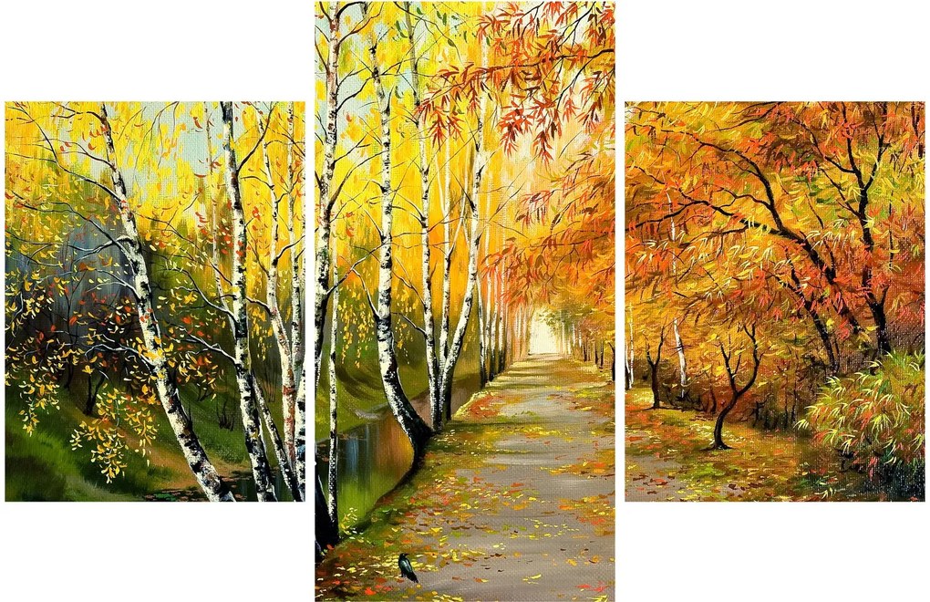 Tablou - Alee romantică de-a lungul apei, pictură în ulei (90x60 cm)
