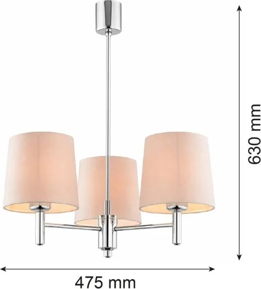 Brilagi - Lustră cu tijă MONTE 3xE27/60W/230V bej/crom lucios