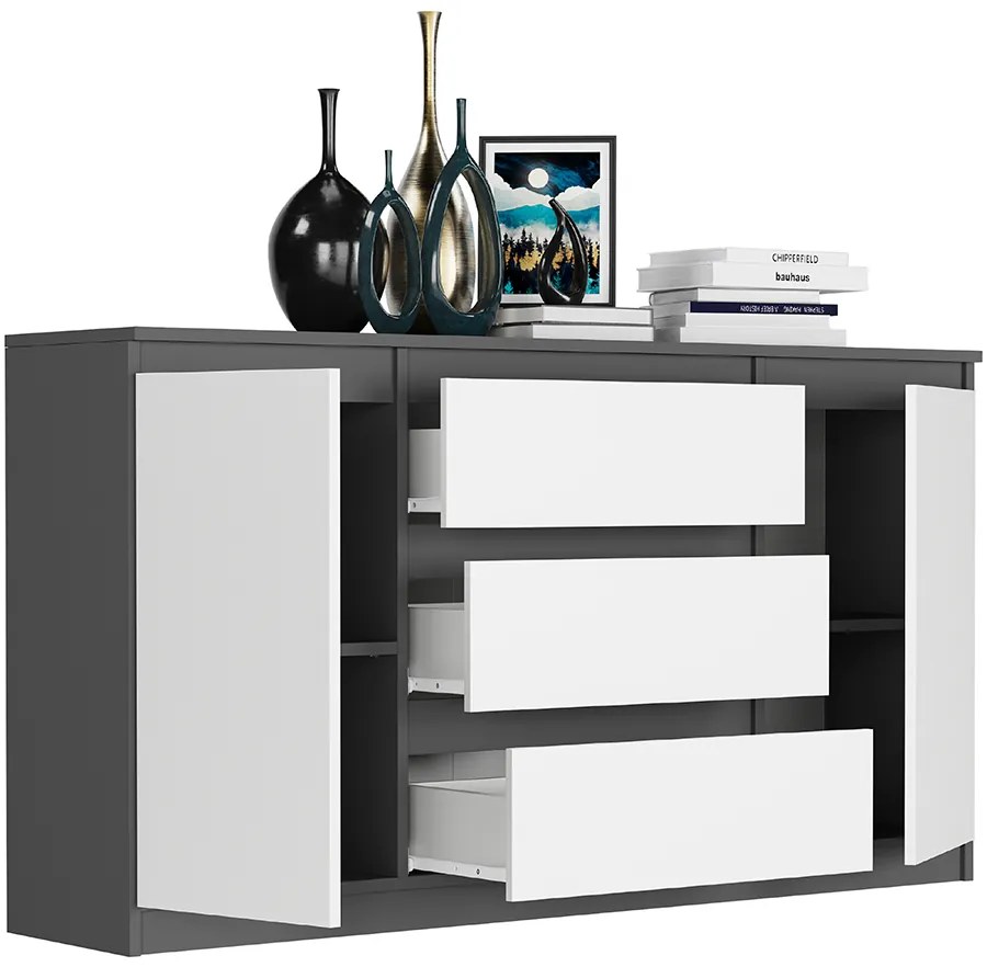 Comoda spațioasă R-140-S3 - diferite variante de culoare artisan mix alb