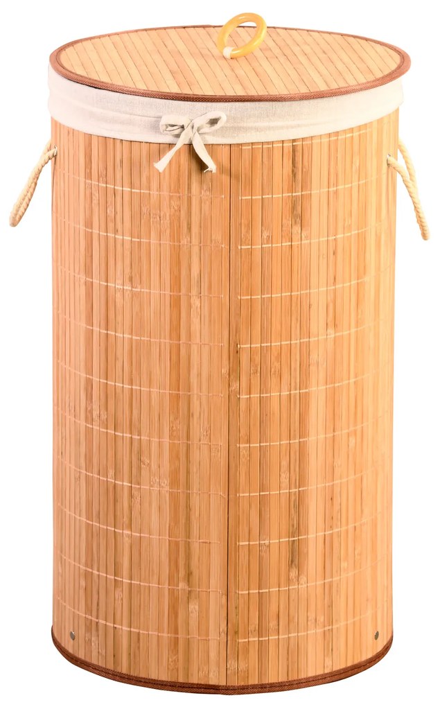Cos de rufe din bambus cu sac din material textil, 35 x 60 cm