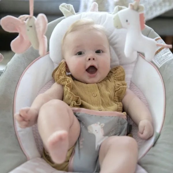 Șezlong cu vibrații și sunete pentru bebeluși FLORA THE UNICORN Ingenuity