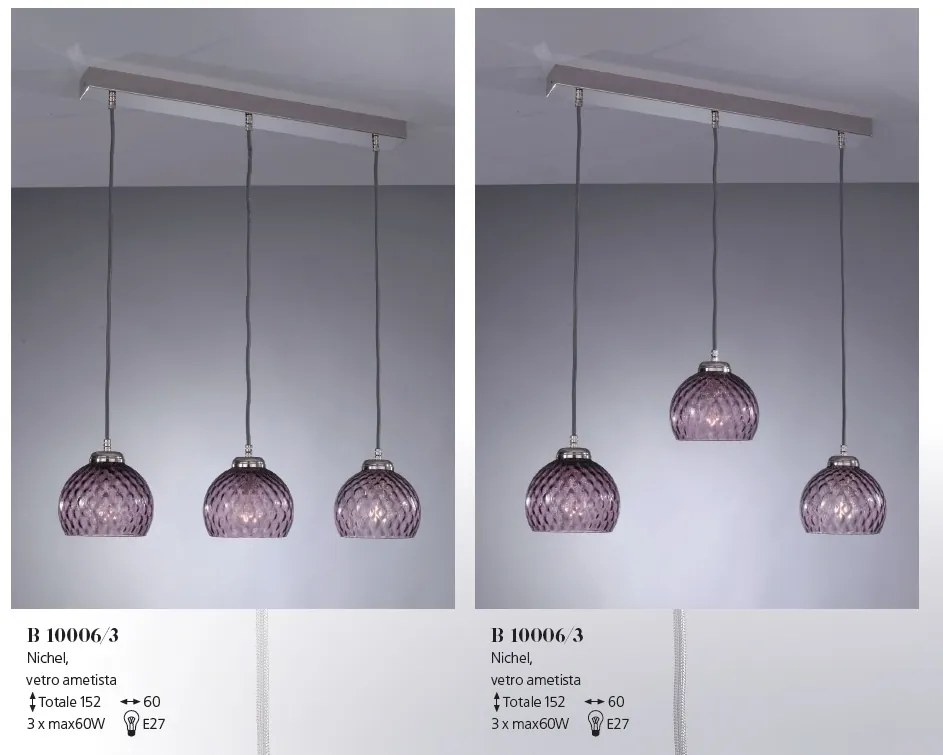 Lustra moderna cu 3 pendule design italian 10006 Amethyst