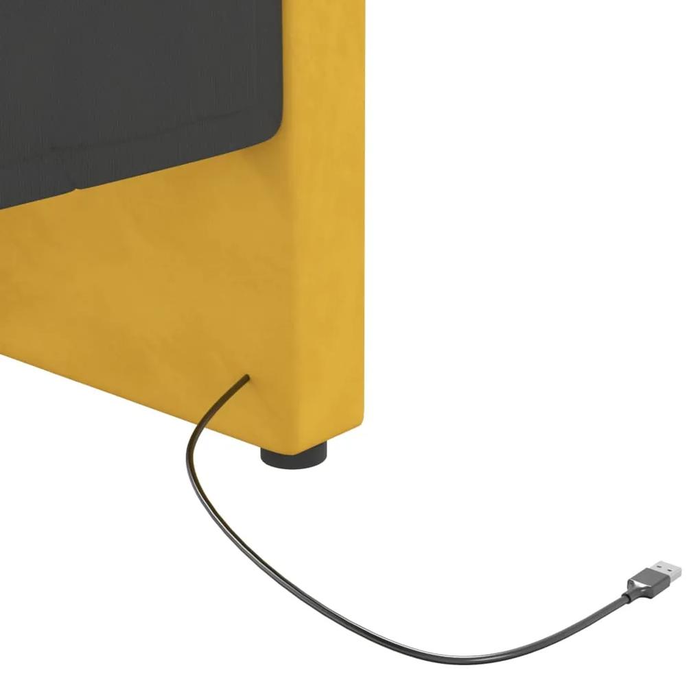 Pat de zi, galben, 90x200 cm, catifea, USB Violet