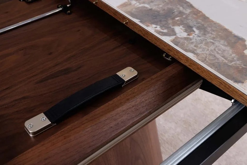 Masa extensibila, Ceramica, Furnir nuc, UNIQUE 160-200cm