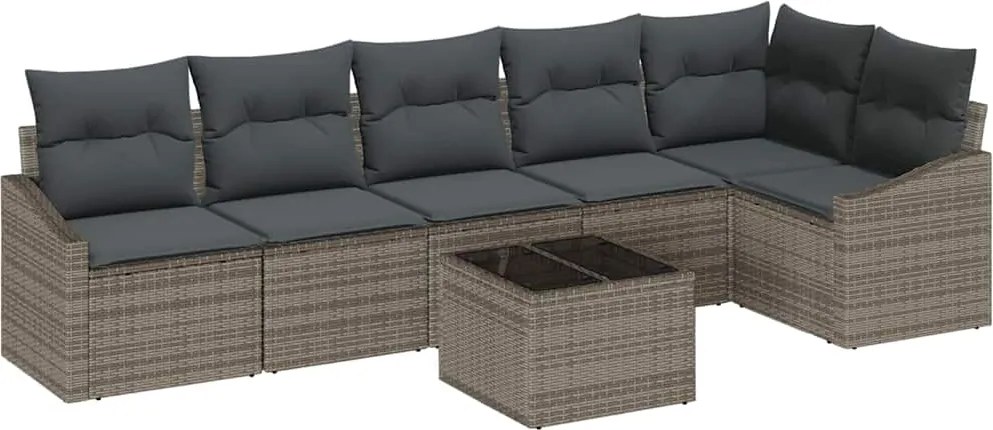 vidaXL Set de canapele pentru grădină 7 pcs Gri deschis poliratan