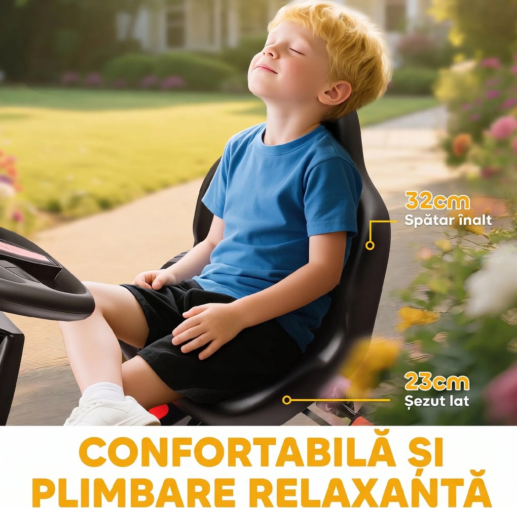 AIYAPLAY Kart cu pedale pentru copii 3-6 ani, max. 50 kg, cu suport pentru pahare și roți EVA antiderapante, roșu | Aosom Romania