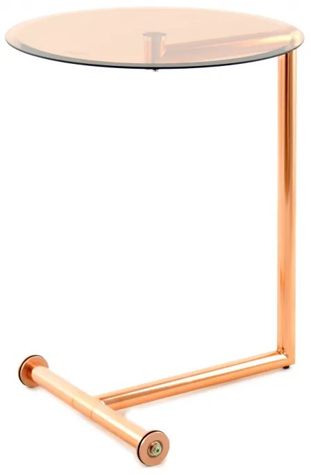 Masuta de cafea rotunda din sticla Luciana 46x46x62 cm aurie