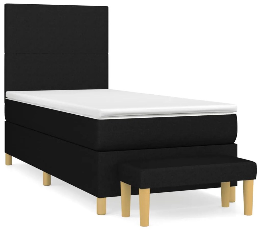 3136975 vidaXL Pat box spring cu saltea, negru, 100x200 cm, textil