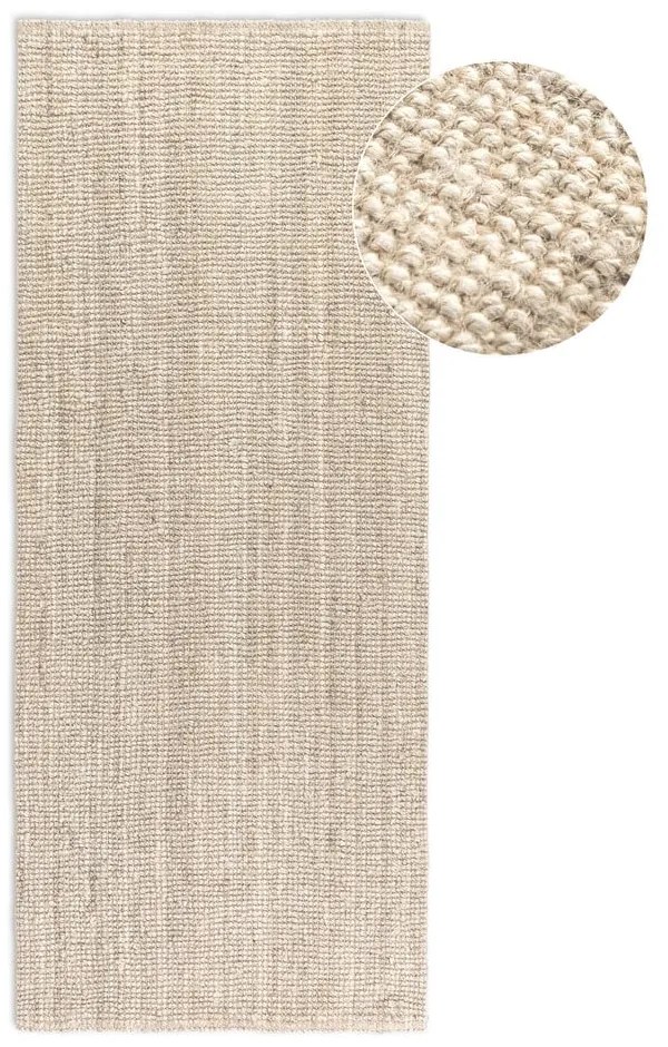 Covor tip traversă crem din iută 80x200 cm Bouclé – Hanse Home