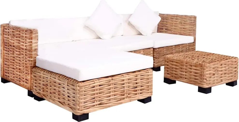 vidaXL Set mobilier cu canapea 14 piese, culoare naturală, ratan