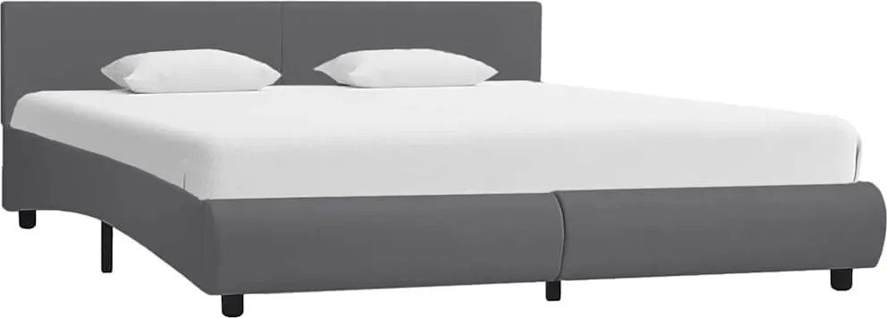 vidaXL Cadru de pat cu LED, gri, 180 x 200 cm, piele artificială