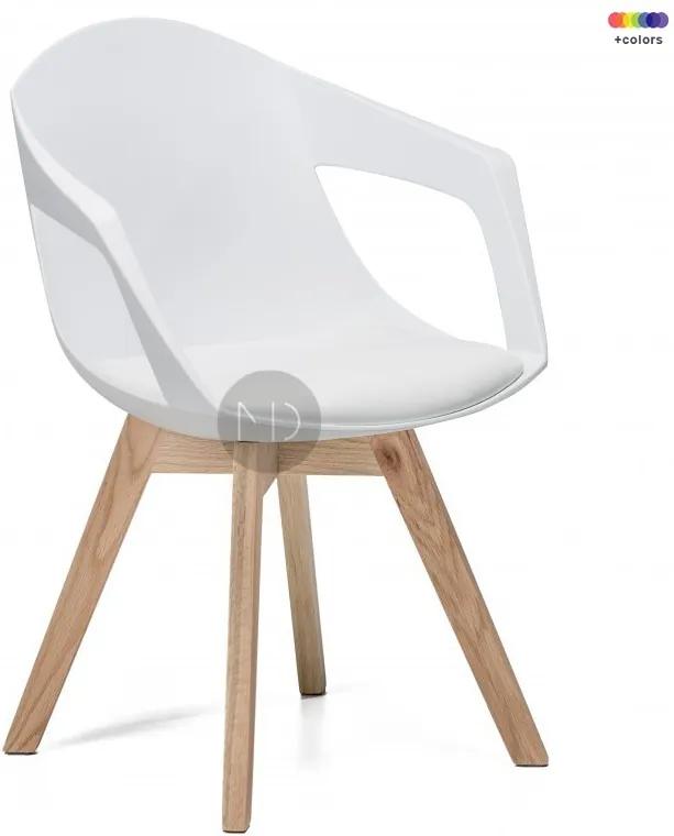 Scaun dining alb din lemn de stejar si polipropilena Lisbon White Malo Design