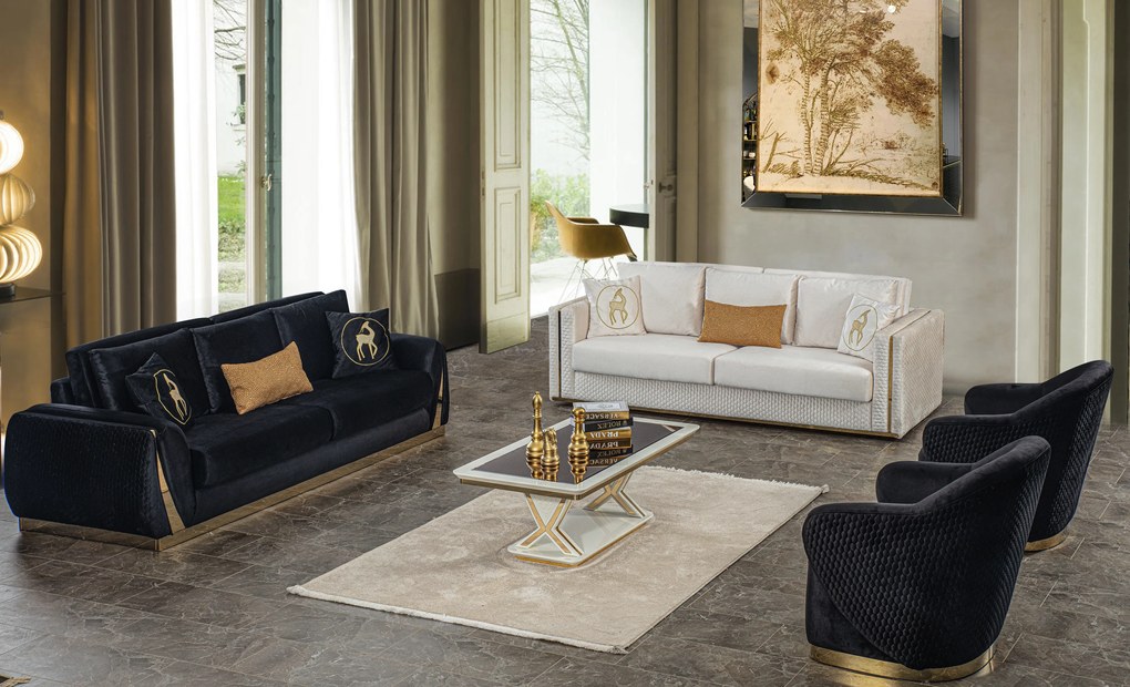 Canapea 3 locuri lux lexus (249x103x86) - neagra