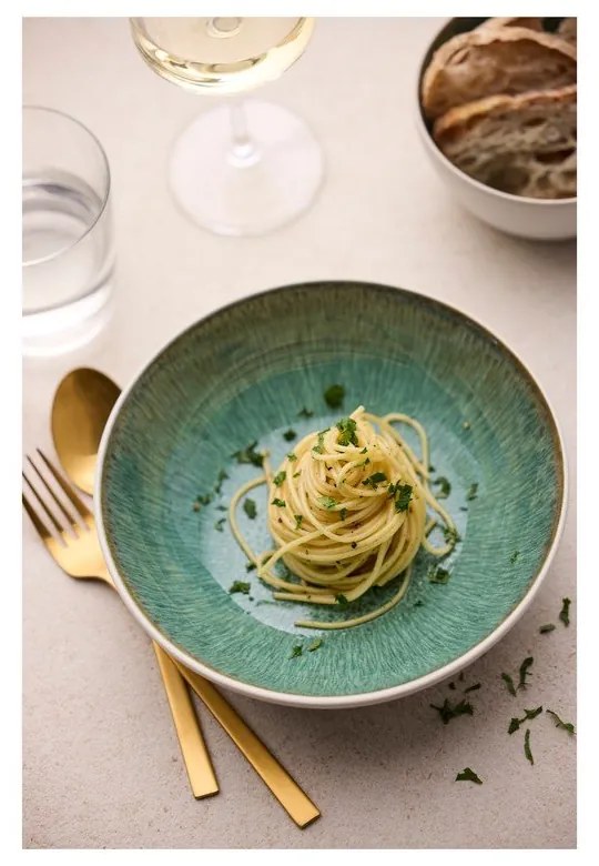 Bol alb/verde din gresie 400 ml Gastro White/Green – Bitz