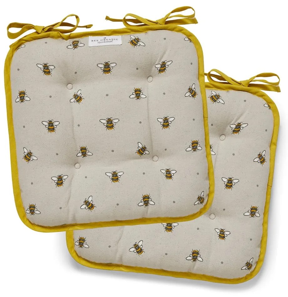 Pernă pentru scaun din bumbac Cooksmart ® Bumble Bees, bej-galben