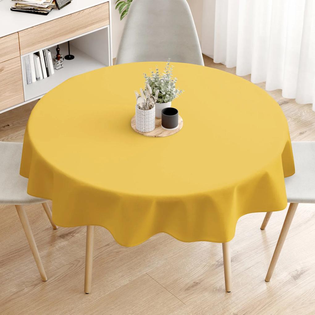 Goldea față de masă 100% bumbac galben-miere - rotundă Ø 100 cm