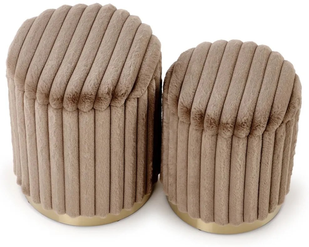 Set 2 tabureti Fido cappuccino/auriu