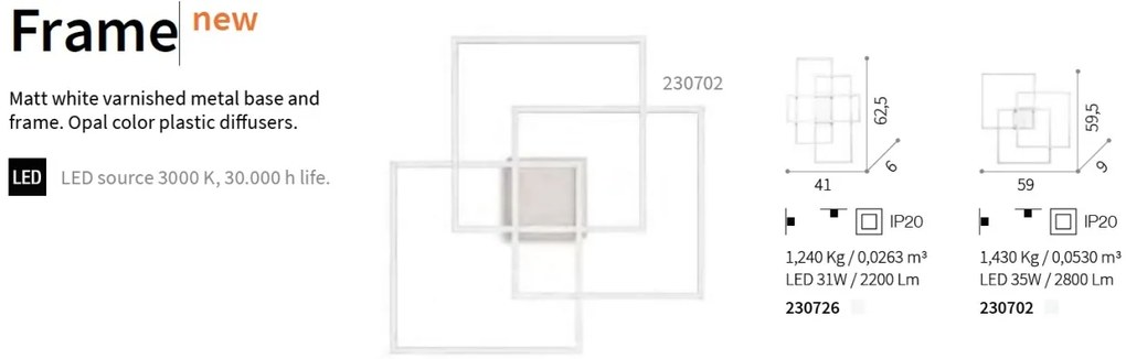 Lustra LED aplicata design geometric FRAME-2 PL 230702 IDL