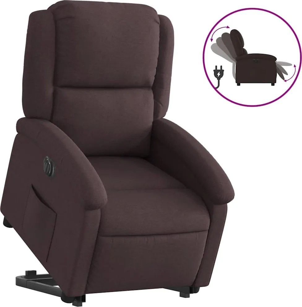 vidaXL Fotoliu electric rabatabil cu ridicare, maro închis, textil