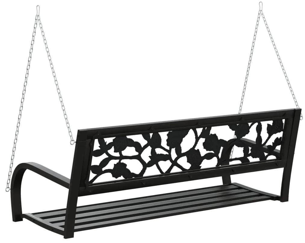 Banca balansoar de gradina, negru, 125 cm, otel si plastic 1, Trandafir, Trandafir
