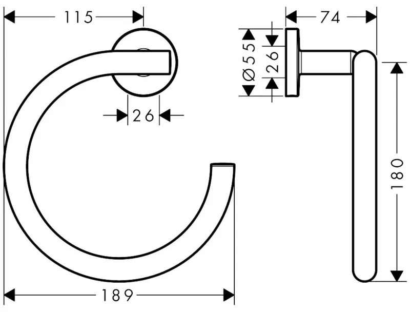 Portprosop Hansgrohe, Logis Universal, rotund, crom