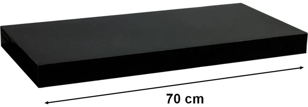 Raft de perete Stilista Volato, , 70 cm, negru lucios