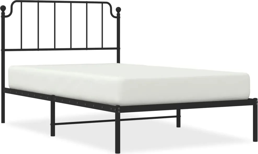 vidaXL Cadru de pat din metal cu tăblie, negru, 107x203 cm