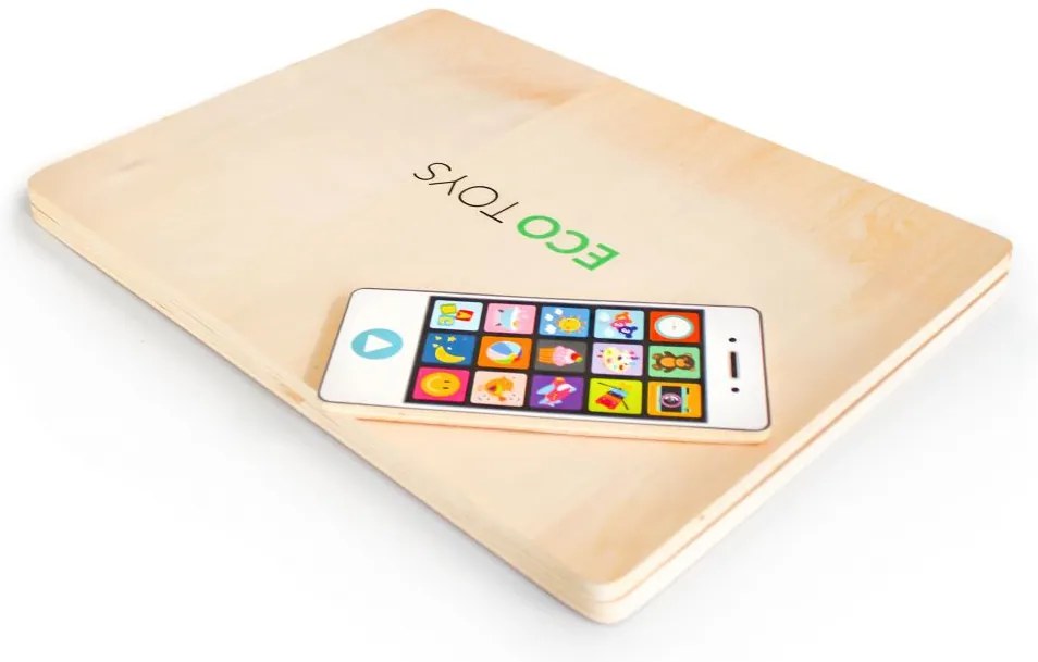 Laptop educațional magnetic din lemn cu telefon și litere