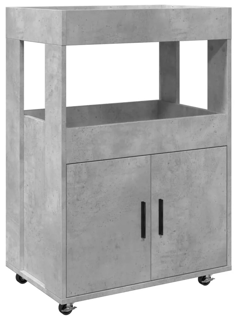 848272 vidaXL Cărucior de bar, gri beton, 60x39,5x89 cm, lemn prelucrat