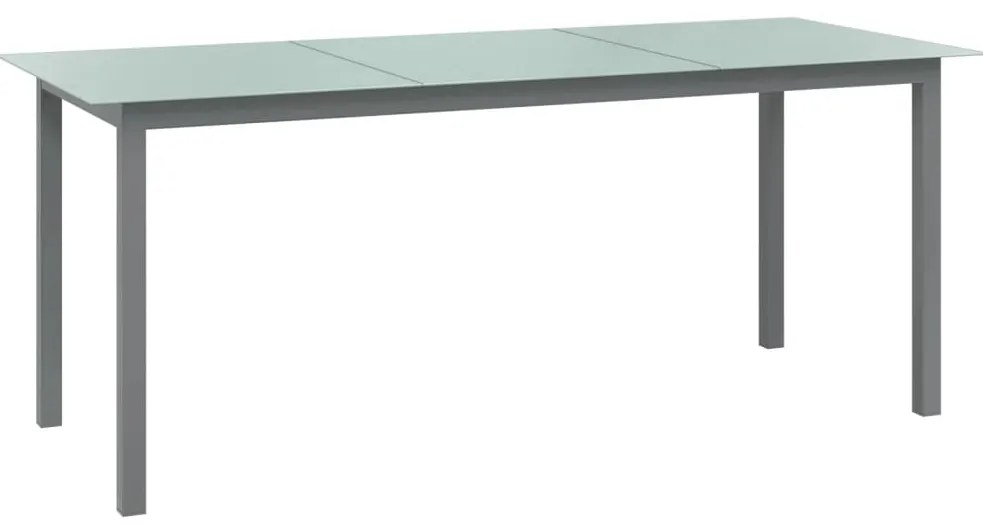 vidaXL Masă de grădină, gri deschis, 190x90x74 cm, aluminiu și sticlă
