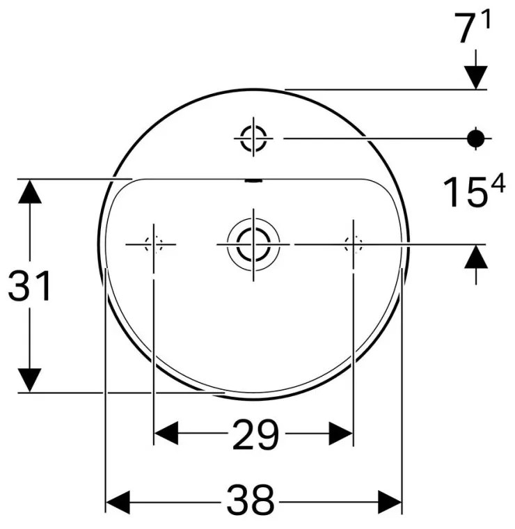 Lavoar baie pe blat alb 45 cm, rotund, Geberit VariForm