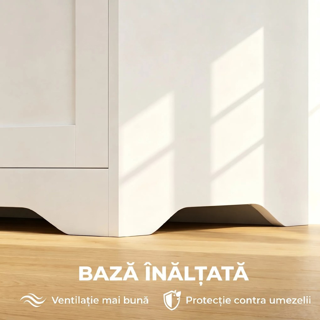HOMCOM Bancă de Depozitare cu cu 2 Balamale de Siguranță 100 cm, PAL, Alb | Aosom Romania