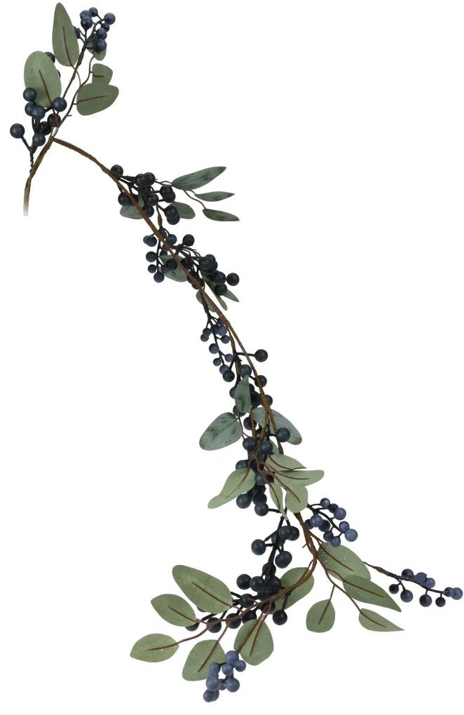Ghirlanda decorativa cu frunze Blue Berries 100 cm