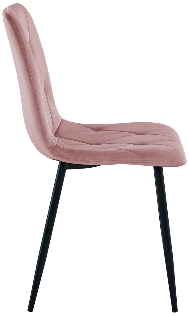 Roz scaun bucatarie LIBRA din catifea cu picioare negre