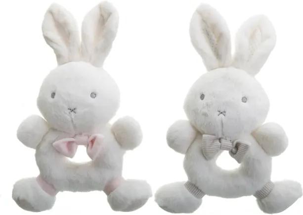 Set 2 jucării pentru bebeluși Unimasa Rabbits, alb