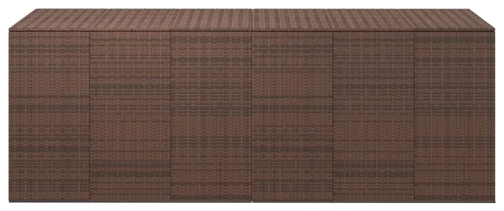317236 vidaXL Ladă de grădină pentru perne, maro, 291x100,5x104 cm, ratan PE
