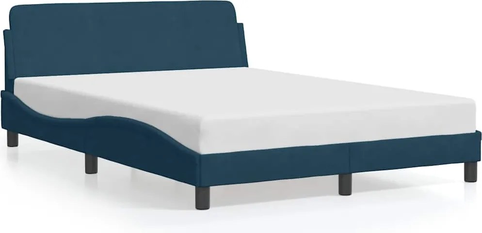 vidaXL Cadru de pat cu tăblie, Dover, albastru, 140x190 cm, catifea