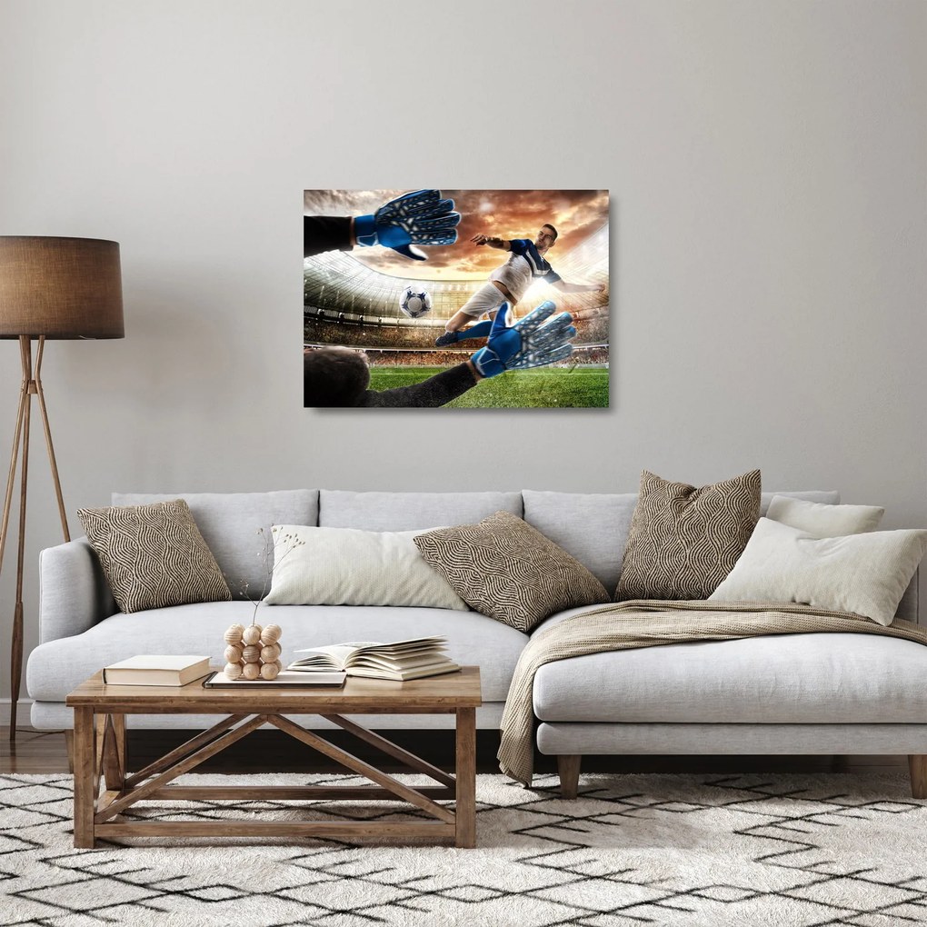 Tablou pe sticlă - Fotbalist (70x50 cm)