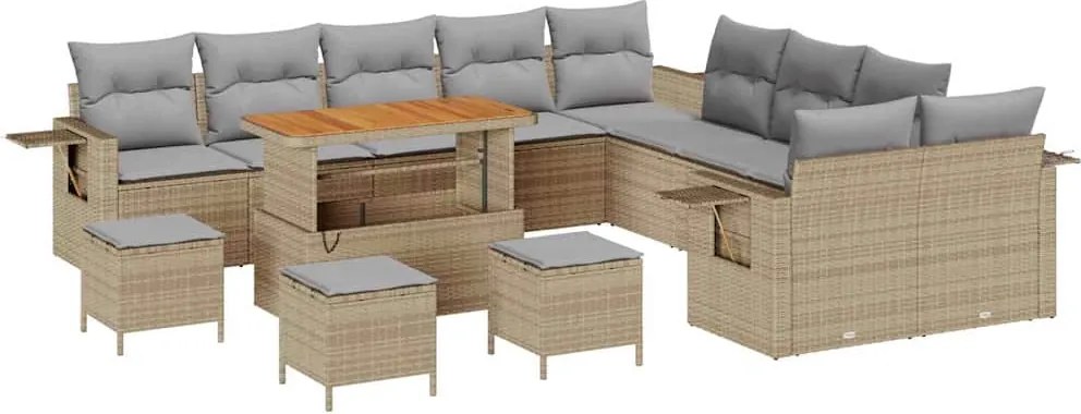 vidaXL Set de canapele pentru grădină 14 pcs Bej poliratan