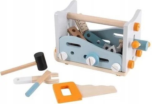 Mini masă de scule din lemn pentru copii 52 de bucăți