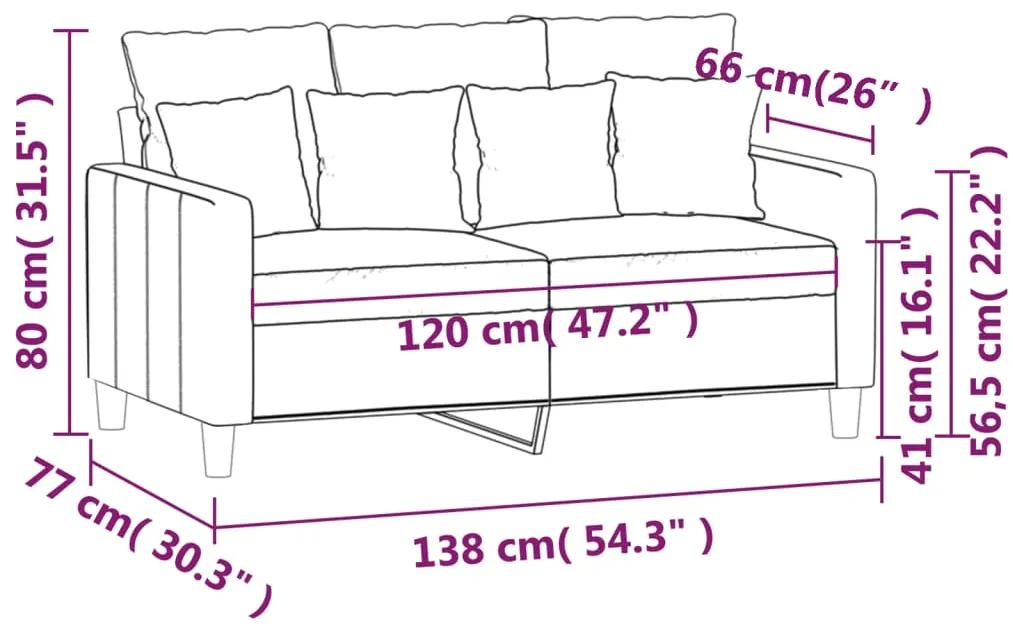 Canapea cu 2 locuri, gri deschis, 120 cm, catifea Gri deschis, 138 x 77 x 80 cm