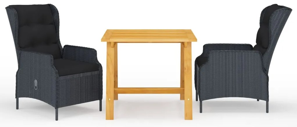 vidaXL Set de masă pentru grădină, 3 piese, gri închis