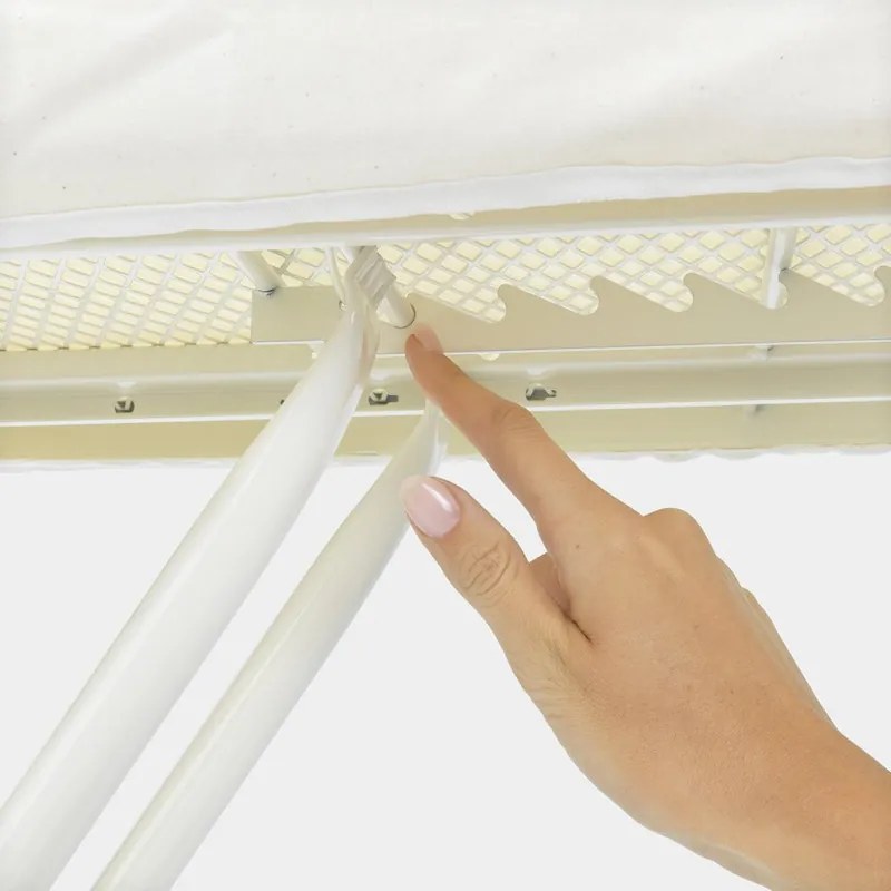 Masa de calcat Brabantia B 90300125, 124x38 cm, 7 pozitii reglabile, Suport fier de calcat, Alb