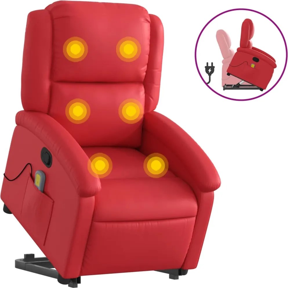 vidaXL Fotoliu de masaj rabatabil vertical, roșu, piele ecologică