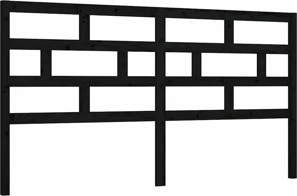 vidaXL Tăblie de pat, negru, 206x4x100 cm, lemn masiv de pin