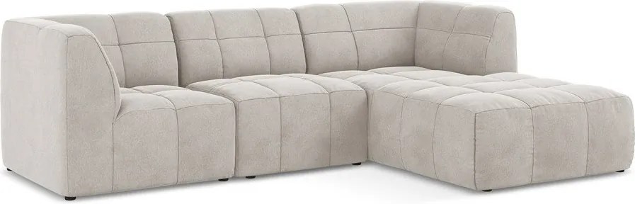 Colțar bej cu tapițerie din catifea (cu colț pe partea dreaptă/cu șezlong) Aloha – Makamii