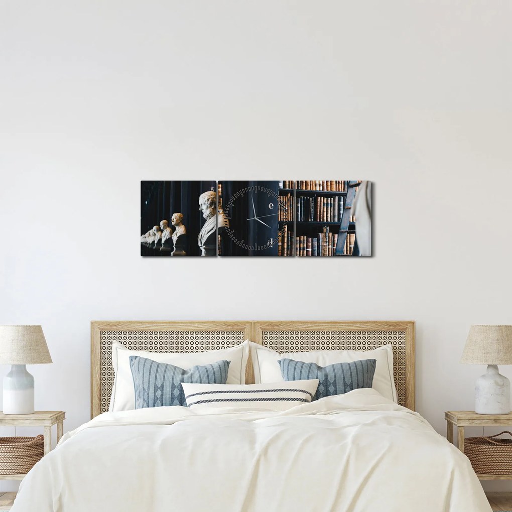 Tablou - La bibliotecă (cu ceas) (90x30 cm)