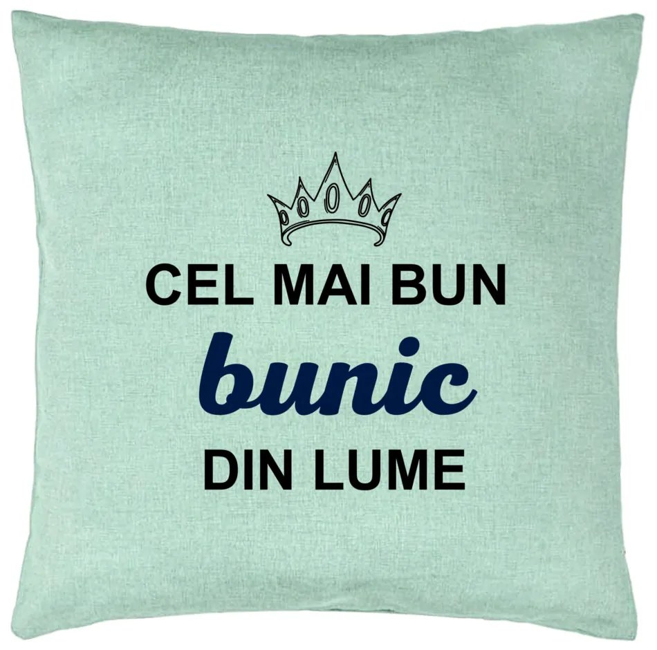 Perna Decorativa pentru Bunicul 1, 40x40 cm, Verde Menta, Husa Detasabila, Burduf