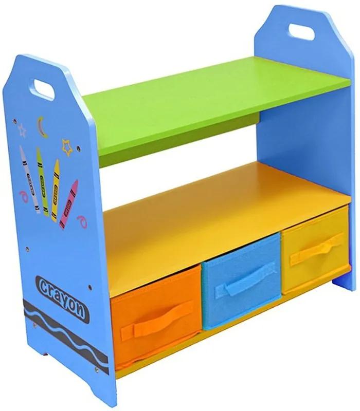 Style - Raft carti si jucarii cu cadru din lemn Blue Crayon